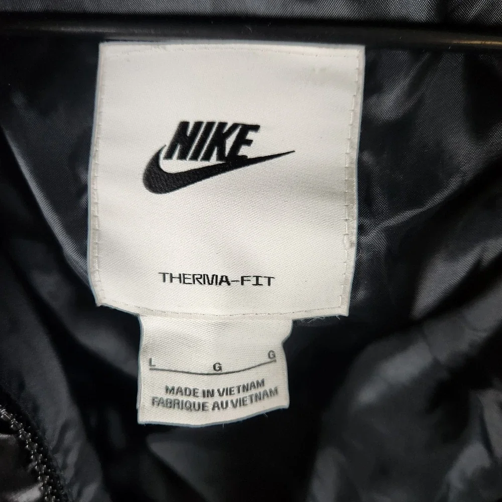 Nike Therma-Fit Long Puffer Coat Womens L Black Full Length Hooded Down Jacket - Picture 5 of 12